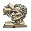 Caesar's head tattoo holding open book surrounded  tattoo design idea