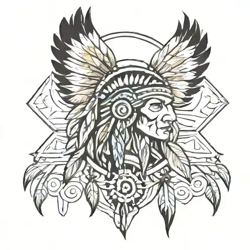 native american traditional style tattoo design idea