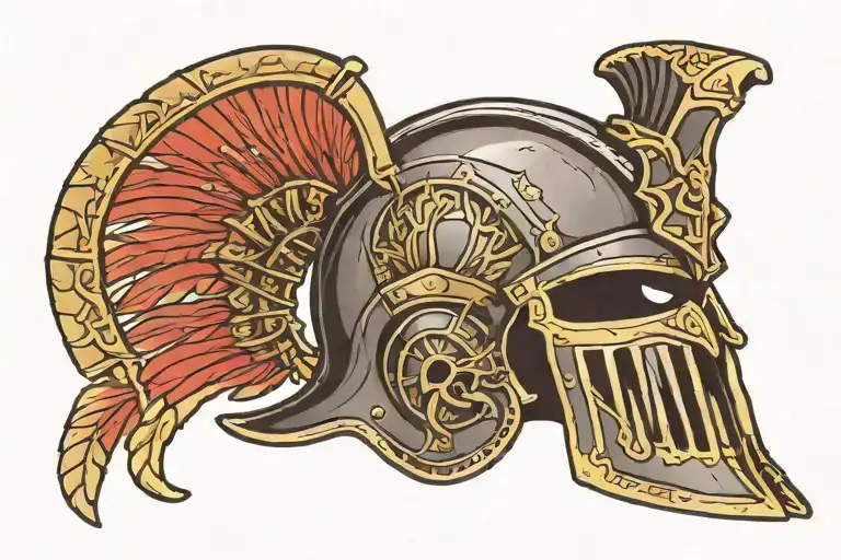 gladiator helmet tattoo design idea