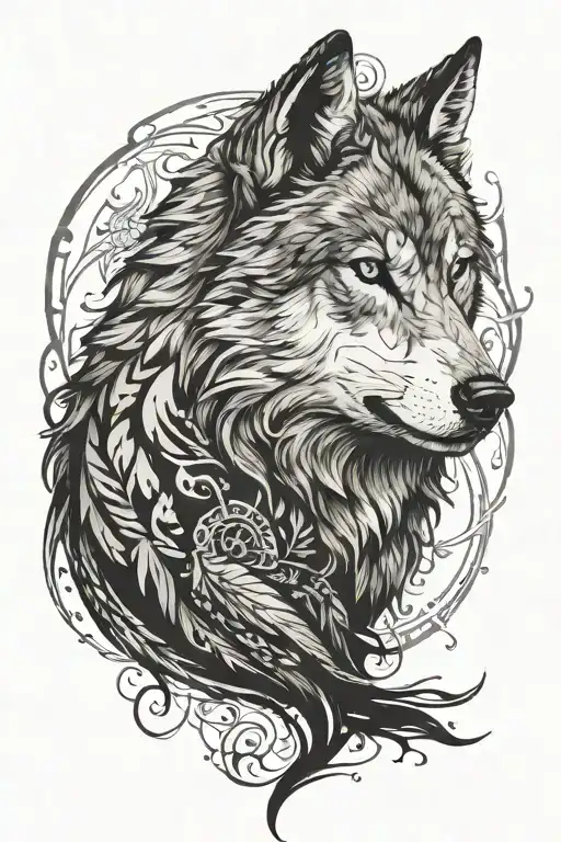 Wolf Design for men. Inspired By The Heart Disease Called Wolf Parkinson white. I want the wolf to be calm with blue eye tattoo design idea