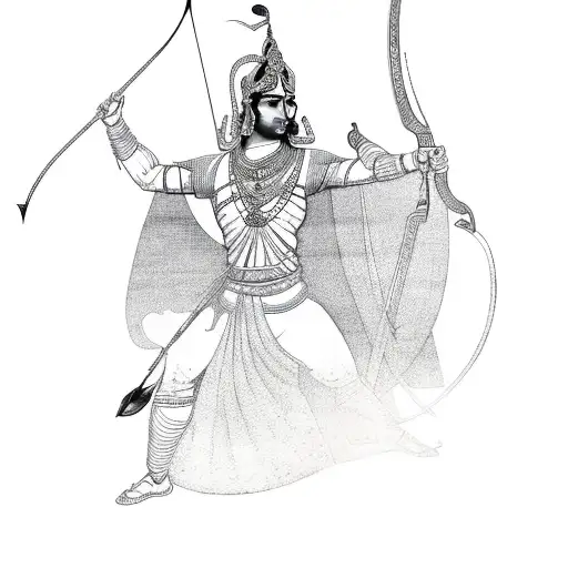 arjuna with bow and arrow tattoo design idea