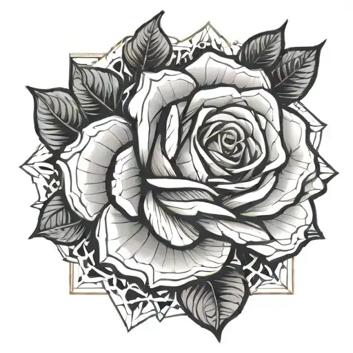 Elizabeth with a rose behind it  tattoo design idea
