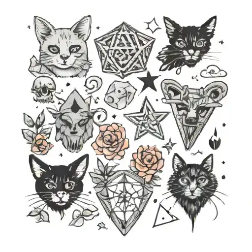 Small cute tattoo for a emo and cute girl and a painter and loves witchy stuff like crystals and black cats tattoo design idea