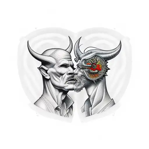  god versus devil tattoo design idea