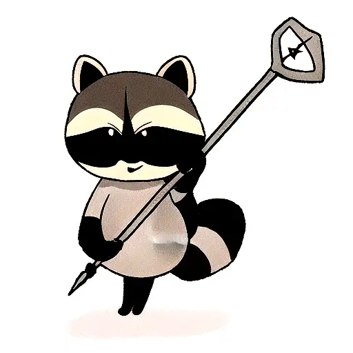 raccoon holding a halberd tattoo design idea