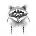 raccoon weilding a halberd tattoo design idea