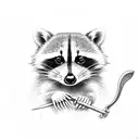 raccoon holding a halberd tattoo design idea