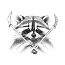 raccoon holding a halberd tattoo design idea
