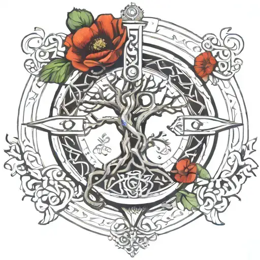 Celtic Life Tree, remembrance poppies, knights sheild, nautical compass, dyslexia symobol, amsterdam 3 crosses tattoo design idea