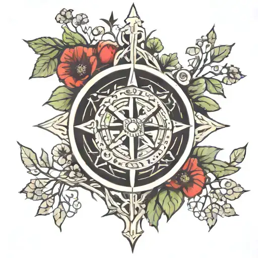 Celtic Life Tree, remembrance poppies, knights sheild, nautical compass, dyslexia symobol, justitiae tenax family mott tattoo design idea