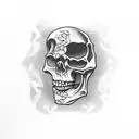 Skeleton in a castle window drinking wine tattoo design idea