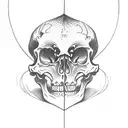 Skeleton in a castle window drinking wine tattoo design idea