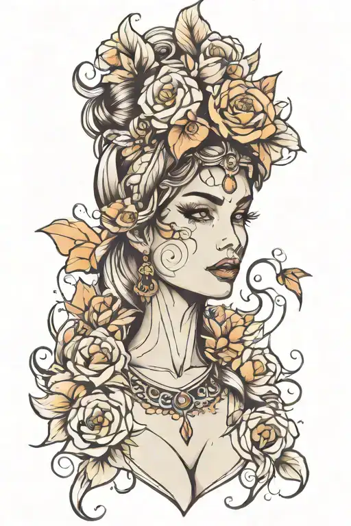 woman face tattoo design idea