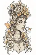 woman face tattoo design idea