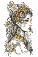 woman face tattoo design idea