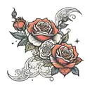 generate a cloud background with red rose flowers and stars sleeve tattoo tattoo design idea