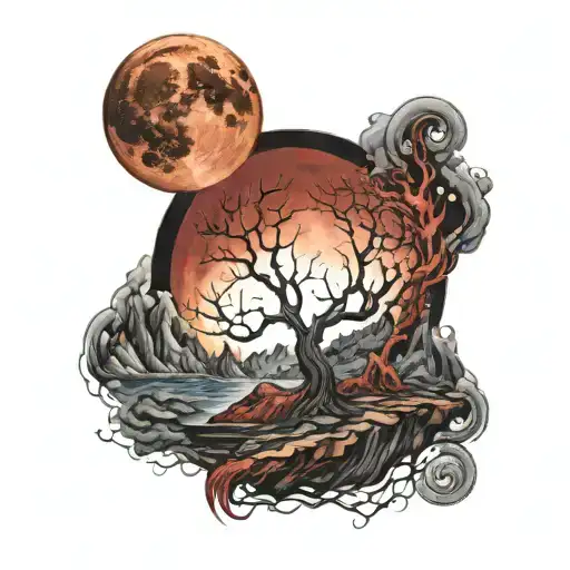 Blood moon tattoo design idea