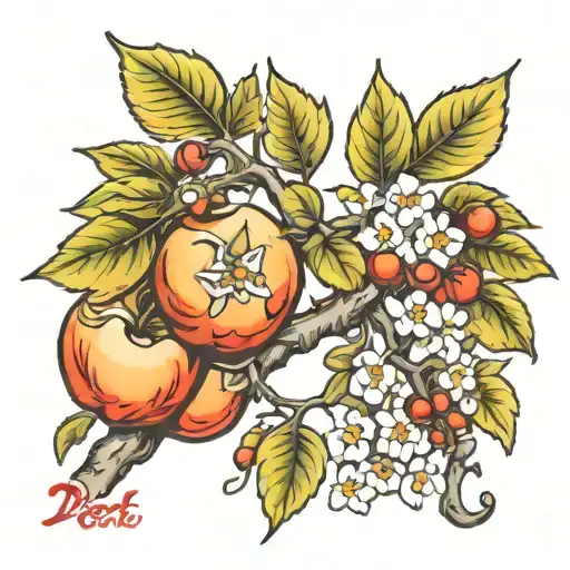 apple tree branch tattoo design idea