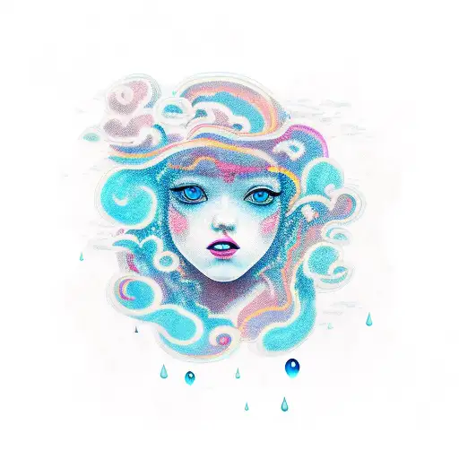 rain cloud woman  tattoo design idea