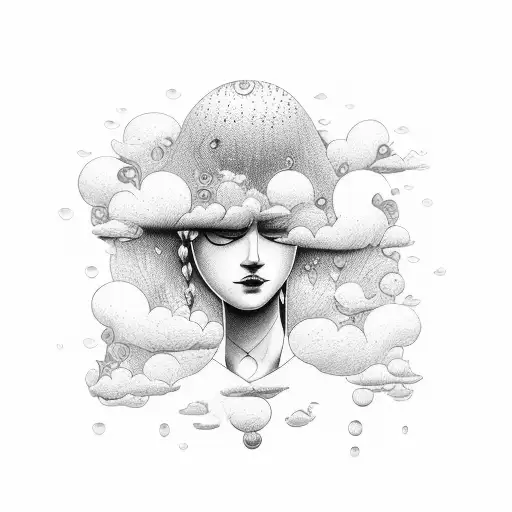 rain cloud woman Nature goddess tattoo design idea