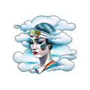 rain cloud woman Nature goddess tattoo design idea