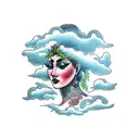 rain cloud woman Nature goddess tattoo design idea