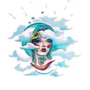 rain cloud woman Nature goddess tattoo design idea