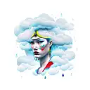 rain cloud woman  tattoo design idea