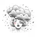 rain cloud woman  tattoo design idea
