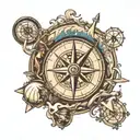 compass and earth globe tattoo design idea