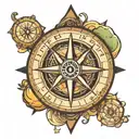 compass and earth globe tattoo design idea
