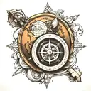 compass and earth globe tattoo design idea