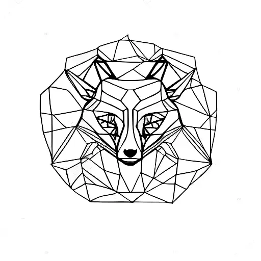 Fox family geometric shapes tattoo design idea
