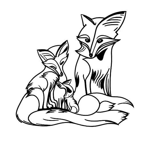 Fox family tattoo design idea