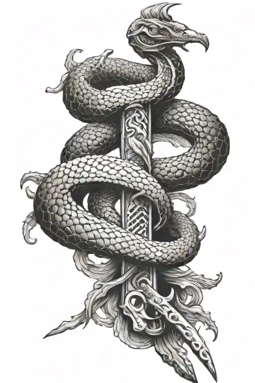 sword and snake tattoo design idea