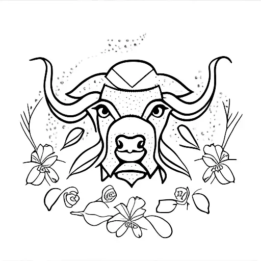 buffalo and flowers tattoo design idea