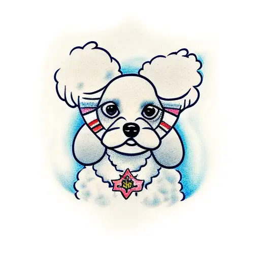 apricot toy poodle with longer ears under water tattoo design idea