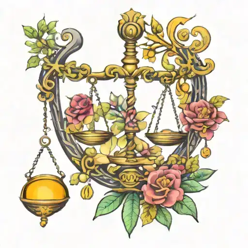 libra scale, taurus, aries tattoo design idea