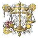 libra scale, taurus, aries tattoo design idea