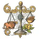 libra scale, taurus, aries tattoo design idea