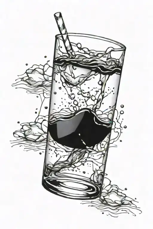 glass half full realism detailed black tattoo design idea