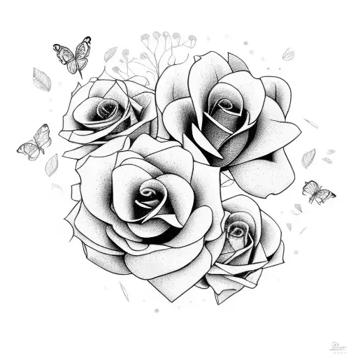 An enchanting bouquet of flowers, each representing a different emotion or memory tied to family and loved ones tattoo design idea