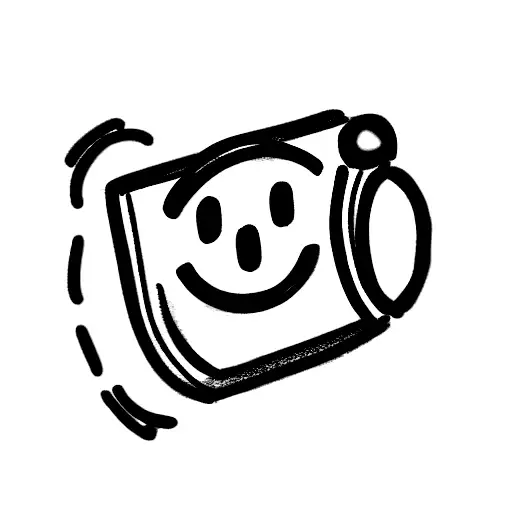 cute camera with a smiley face in it doodle tattoo design idea