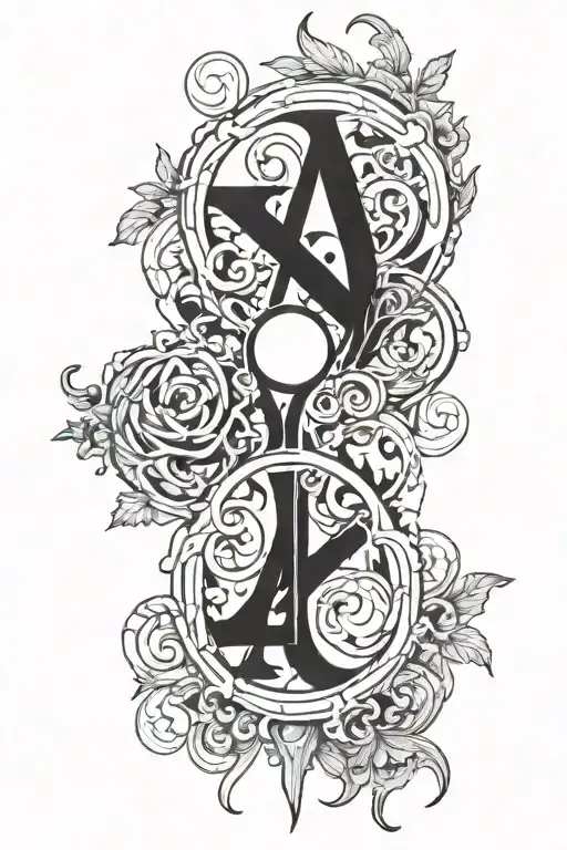 alpha omega logo spine tattoo design idea