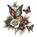 rose's butter fly Names Regan, Ava, Bailey tattoo design idea