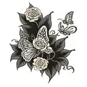rose's butter fly Names Regan, Ava, Bailey tattoo design idea