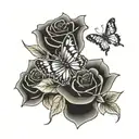 rose's butter fly Names Regan, Ava, Bailey tattoo design idea