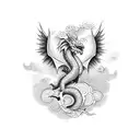 cloud rainbow dragon tattoo design idea