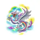 cloud rainbow dragon tattoo design idea
