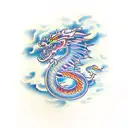 cloud rainbow dragon tattoo design idea